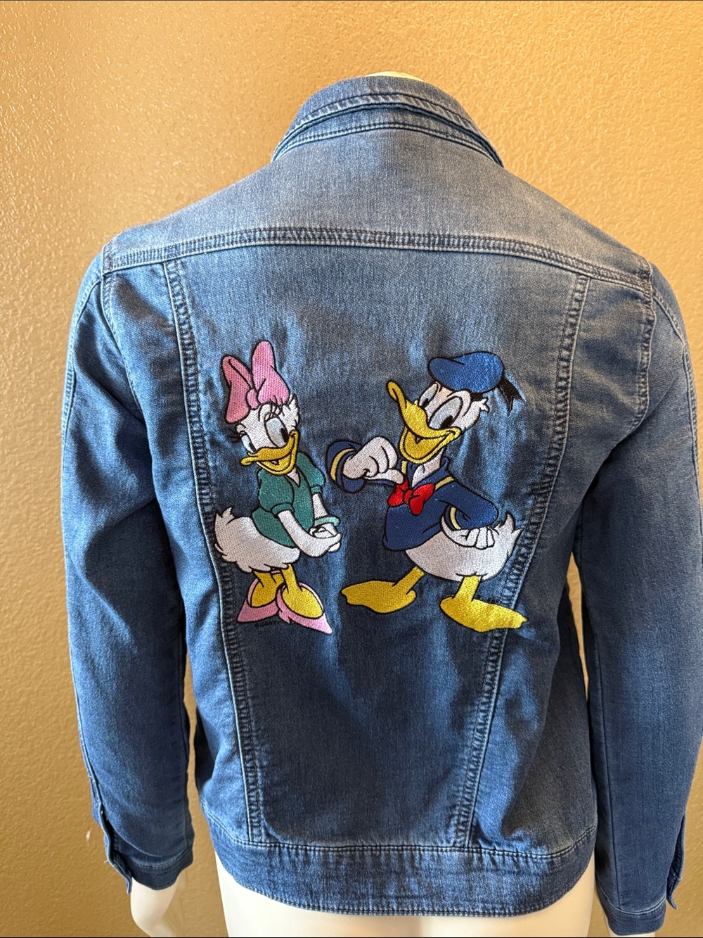 Y2K Denim Jacket with Daisy Duck & Donald Duck Embroidery - Blue